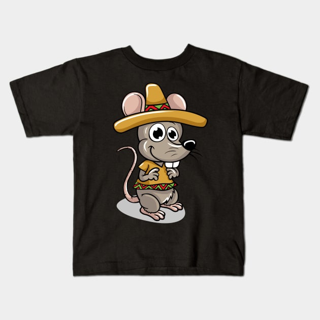 Cute Mexican Mouse Kids T-Shirt by LetsBeginDesigns